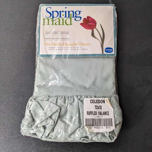 Other - Vintage Springmaid Valance Green Ruffled Straight‎ 72x12 Celedon